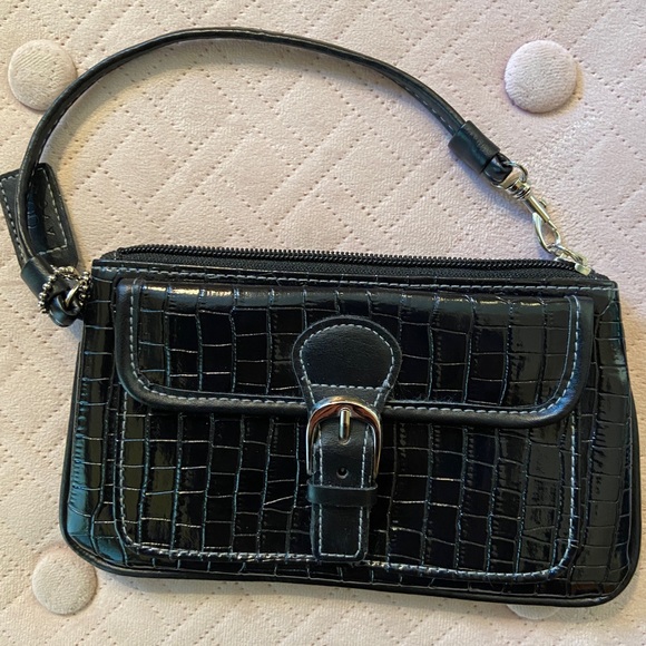 Avon black faux patent leather clutch purse - Picture 1 of 12